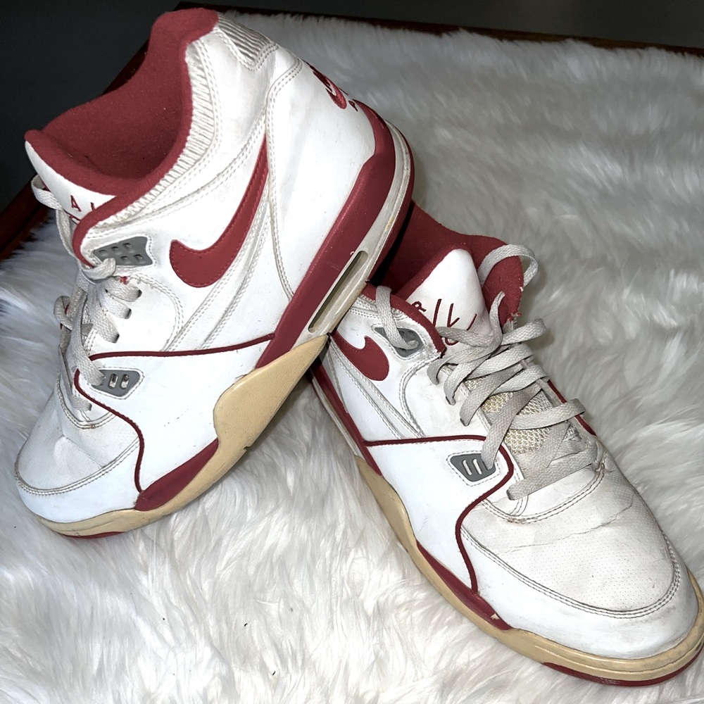 Nike White and Red Athletic Shoes